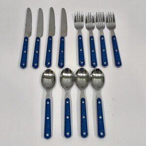 GSI Outdoors Pioneer 12 Pc Blue Speckled Enamel Cutlery Set Stainless Steel